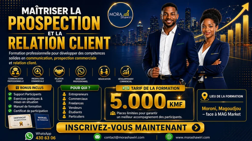 Affiche Paysage formation Maîtriser la Prospection et la Relation Client - MORA Shawiri